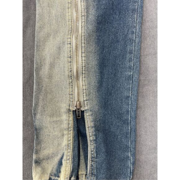 Mijko Zipper Jeans Mens 2XL Blue Gradient Baggy Denim Y2K Statement Streetwear - Picture 2 of 16